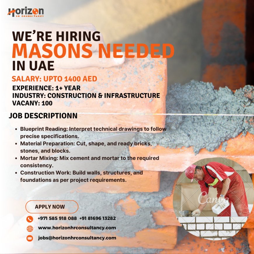 We are Hiring a Professional 100 MASONS NEEDED!